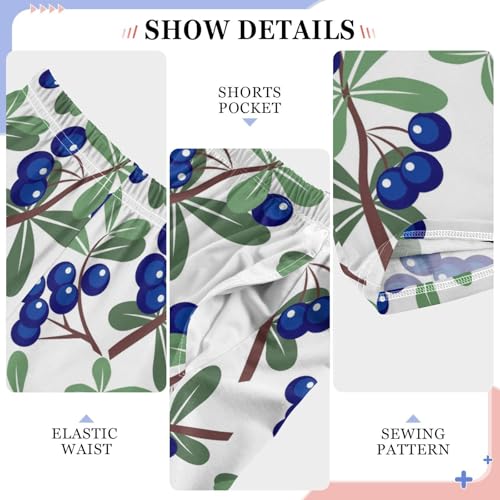 Blueberry with Leaves Boys Long Pants Soft Trousers Elastic Waist Kids Lounge Bottoms with Pockets S-XL4