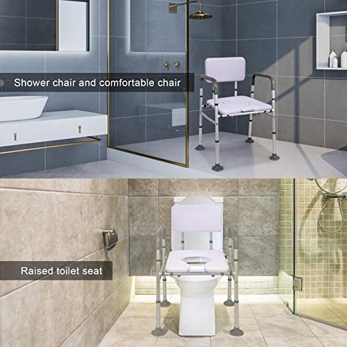 Toilet Seat Riser With Handles And Soft Back, Toilet Seat Risers For Seniors And Disabled With Padded Seat, Width And Height Adjustable 3-In-1 Raised Toilet Seat With Handles #TOP5