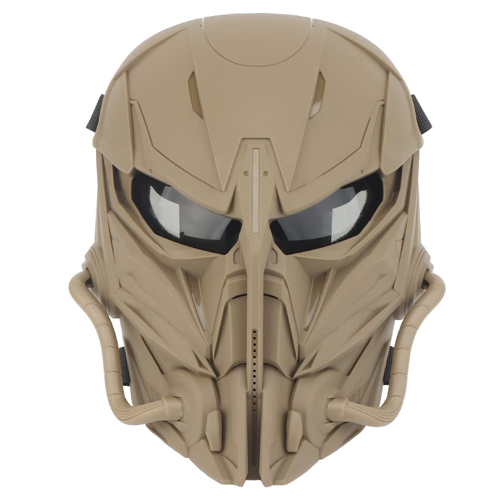 Tactical Airsoft Mask, Grey Lens Full Face Skull Paintball Protective Mask for Cs Wargame Halloween Cosplay Costume Party