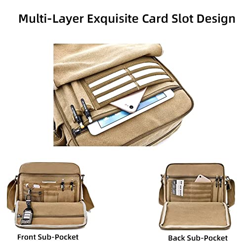 Yohora Men's Crossbody Bag Canvas Shoulder Bag Vintage Messenger Satchel Lightweight Briefcase Multi-Pocket Tote Packet3