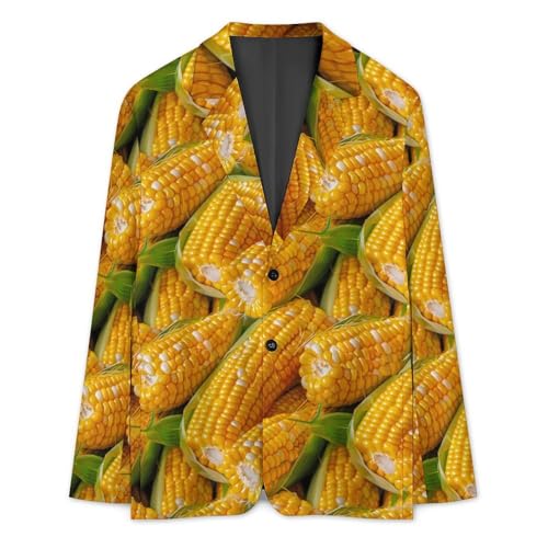 Corn Food Printed Men's Classic Fit Suits Funny Casual Stylish Two Button Blazer3