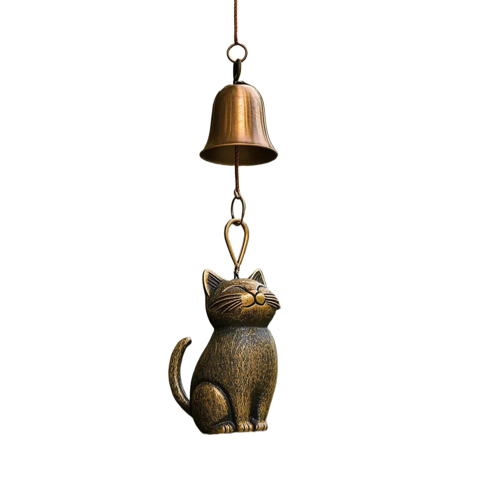 Outdoor Cat Windchime Decor Exquisite Memorial Animals Statue Bells