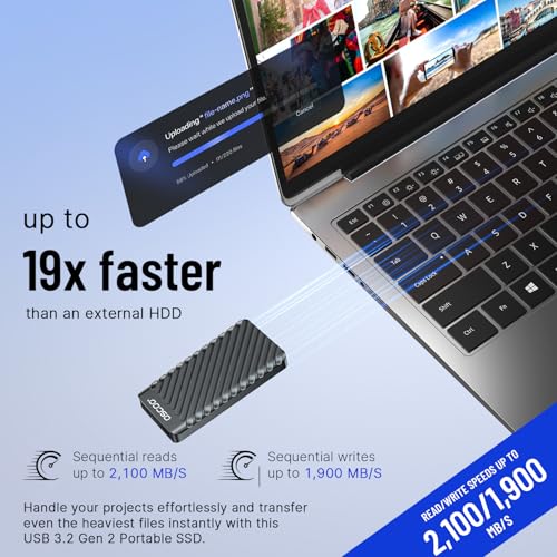 Image of 2TB External Hard Drive, Up to 2100MB /s, USB 3.2 Gen 2 Portable SSD, External Solid State Drive for Mac, Windows PC, Laptops, Gaming, iPhone - Ideal for File Backup, Content Creators & Videographers