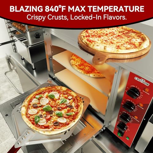 CROSSON Commercial Double Deck 18 Inch Countertop Electric Pizza Oven with 15mm Thick Pizza Stone, Indoor Pizza Bakery Oven for Commercial Use Only,240V/4500W - Image 2