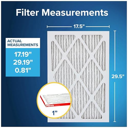 Image of Filtrete 17.5x29.5x1 AC Furnace Air Filter, MERV 11, MPR 1000, Micro Allergen Defense, 3-Month Pleated 1-Inch Electrostatic Air Cleaning Filter, 6 Pack (Actual Size 17.19x29.19x0.81 in)