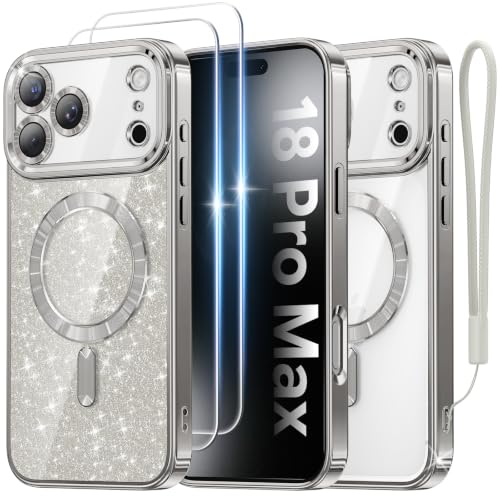 Meifigno for iPhone 18 Pro Max Case with 2X HD Tempered Glass, Silver
