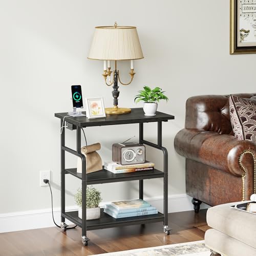 Image of YAOHUOO 3 Tier Large Printer Stand with Power Outlet /Adjustable Shelf