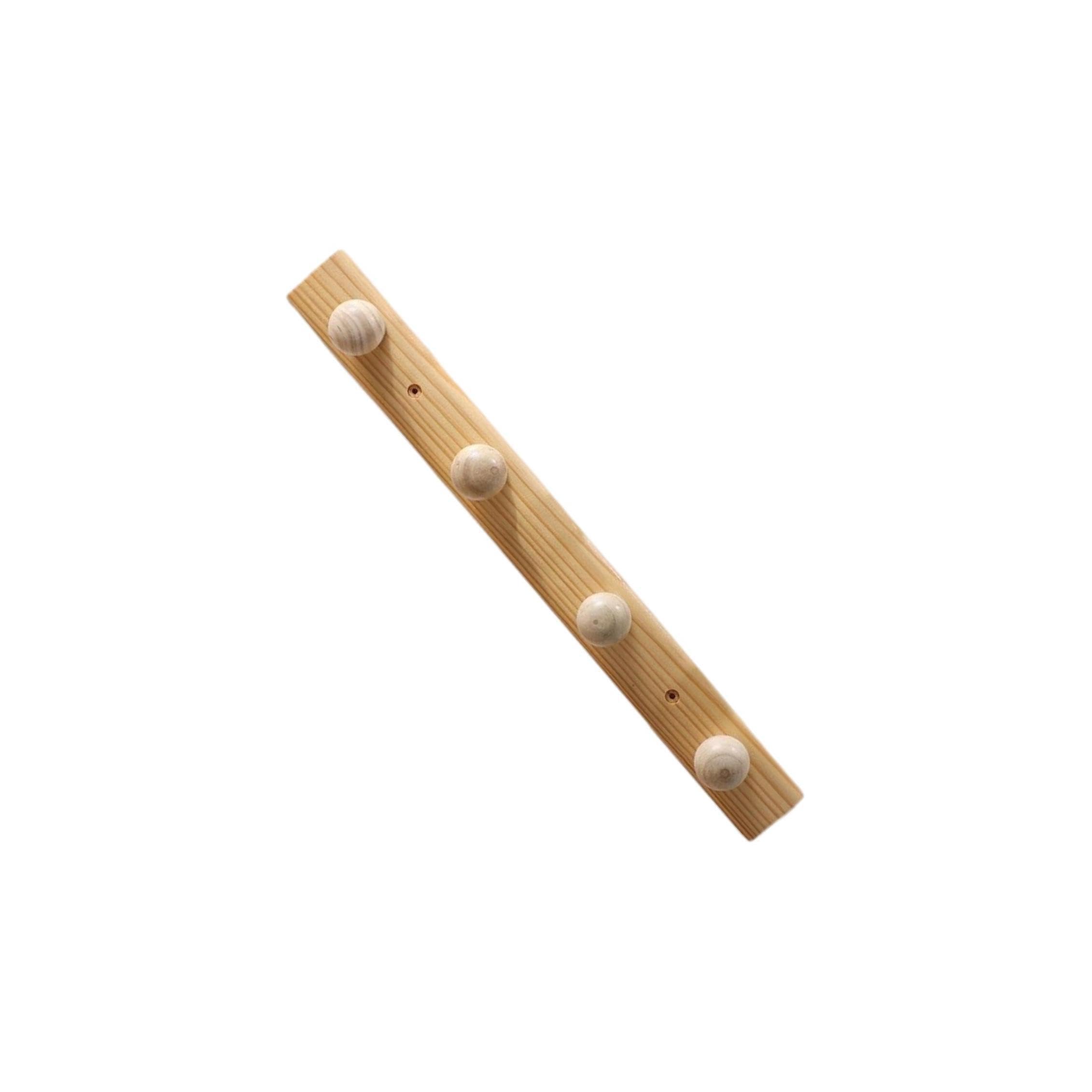 Twisaxc Wood Color Decorative Wooden Wall Hooks Heavy Duty Coat Rack Hanging Coats Scarves Towels Bags In Living Room Entryway Coat Hooks Wall Mount Door Hanger Rack, 4