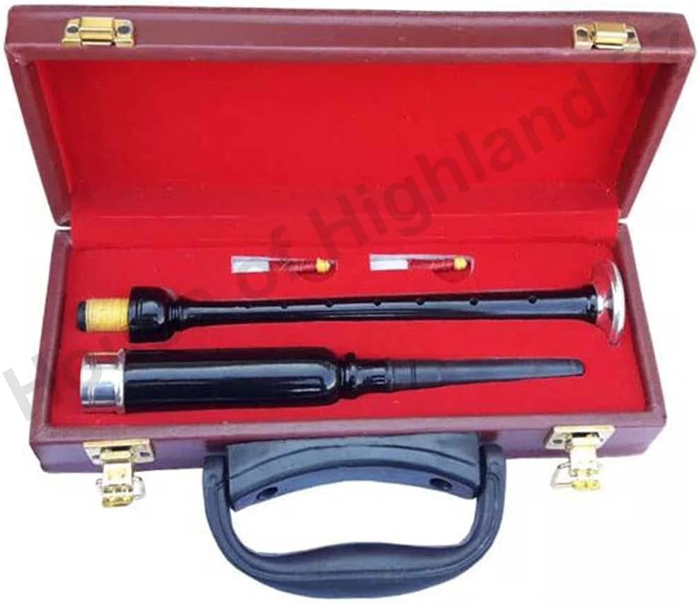 Scottish Highland Bagpipes Practice Chanter Rosewood Black and Brown Finish with Silver & Ivory Mounts Bagpipe Chanters (Black Silver Mounts.1)