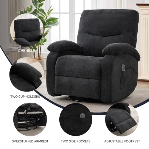 Sillón Manual Plegable Chenille Negro miniatura 3