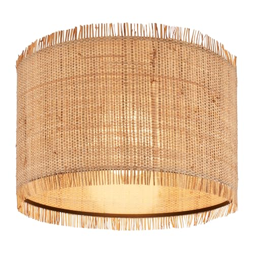 Briloner Lampada da soffitto con paralume in paglia, attacco E27, max. 10 W, plafoniera, boho, e 40 x 28 cm (DxH), natura