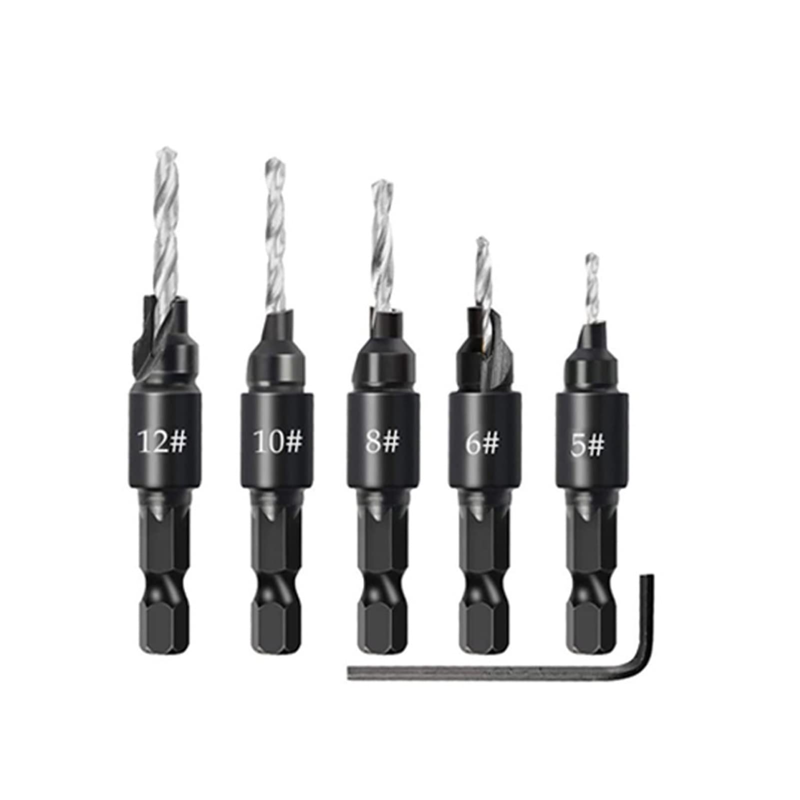 Punta per trapano per legno - Set di punte per trapano dritte e coniche coniche da 5/8" 1/2" 3/8" 1/4" per lavorazione del legno in sughero (colore: 1)