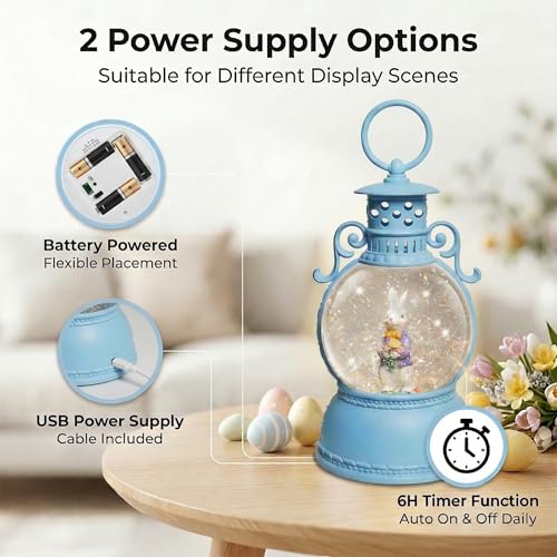 image for DGSCAK Easter Snow Globe Lantern, 9.4