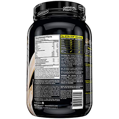 MuscleTech NitroTech Whey Protein Powder, Whey Isolate and Peptides, Vanilla, 2 Pound - Image 8