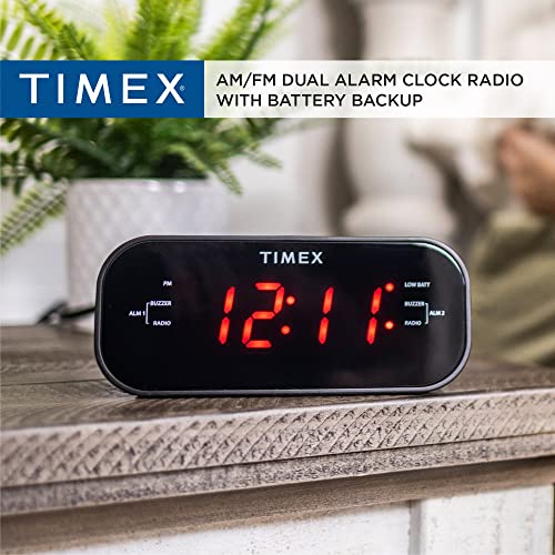 Timex Alarm Clock For Bedroom With Am/Fm Radio And 20 Station Presets, With Dual Alarms, Sleep Timer, Snooze, Aux Speaker, And Adjustable Volume Switch (T231Gry6) #TOP1