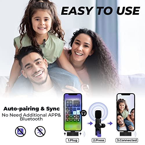 Lavalier-Mikrofon für Smartphone Plug-Play-Wireless-Ansteckmikrofon mit Rauschunterdrückung, Auto-Sync für… - Image 3