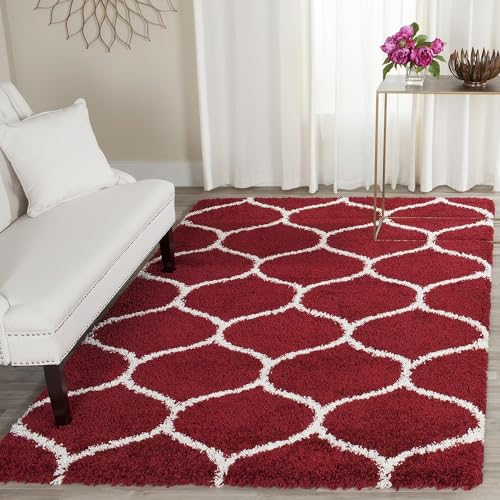 Image of Carpet for Hallway, Kitchen, and Modern Interiors, Cozy Shag Runner for Living Room, Entryway & Office Decor Size 6x9 feet Red M