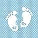 Produktbild 20 Servietten Kleine Fußabdrücke auf blau mit weißen Punkten zur Babyparty, Taufe oder Kindergeburtstag für Jungen 33x33cm