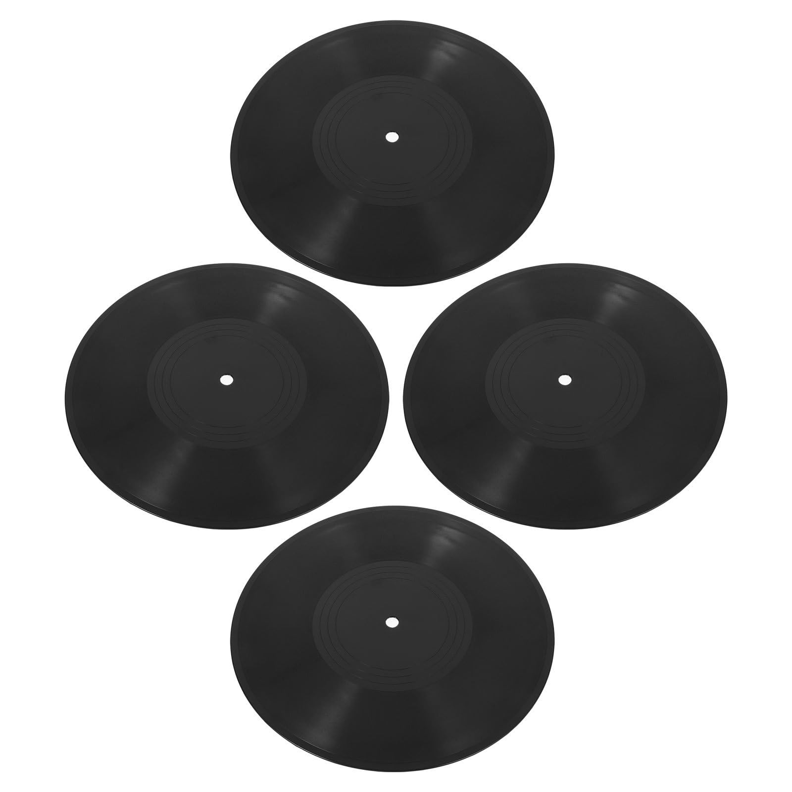Discos de vinilo decorativos negros pack de 4 de plástico para decoración de pared musical