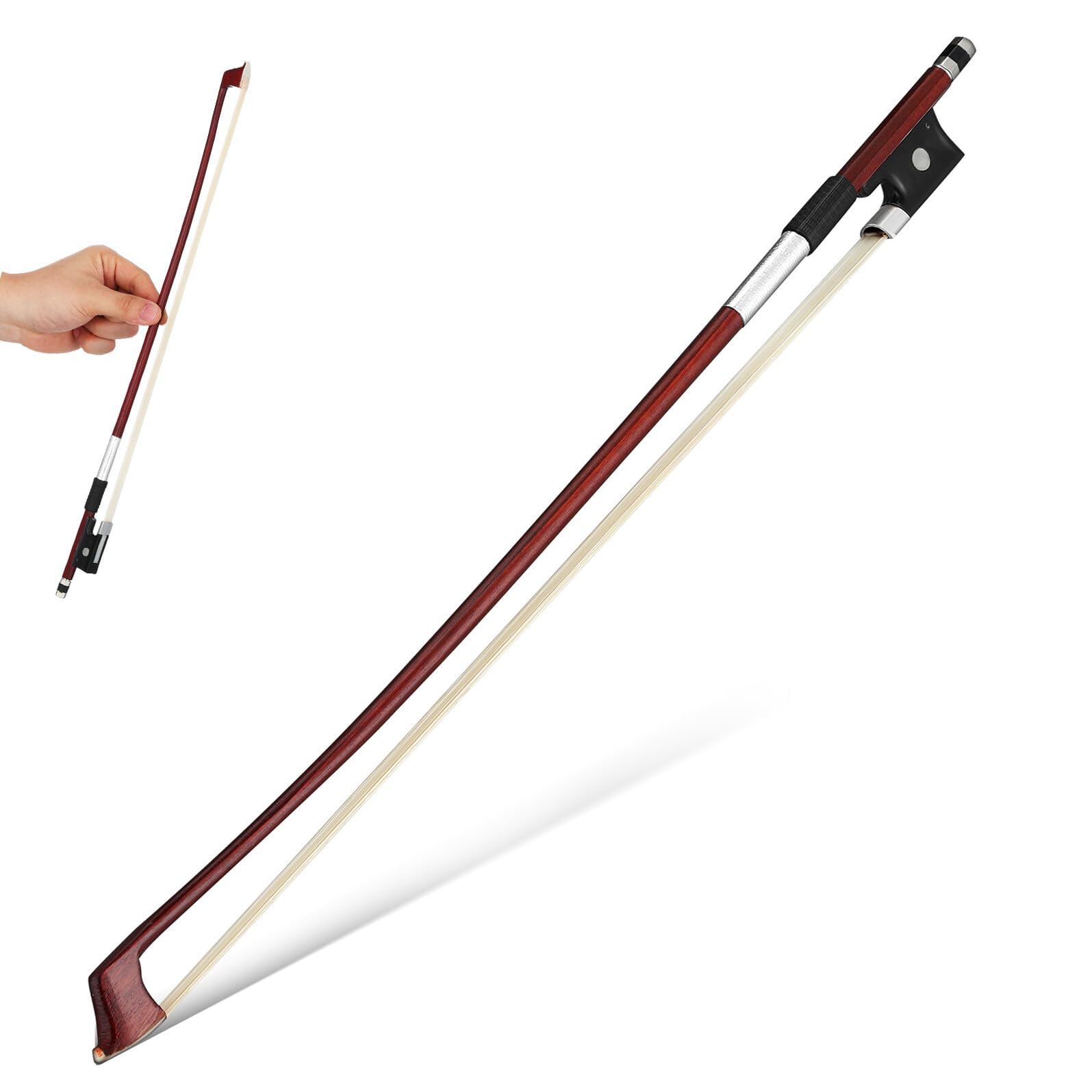 Archetto per Violino in Crine di Cavallo 1/16 1/10, Legno Bilanciato per Esercizi Musicali, Accessorio per Principianti e Studenti, Strumento per Studio e Pratica, Suono Pieno