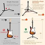 CAHAYA Support de guitare réglable Tpod Portable Support de Guitare pliable avec support de cou pour guitare basse classique électrique acoustique 30.7in à 37in Hauteur réglable