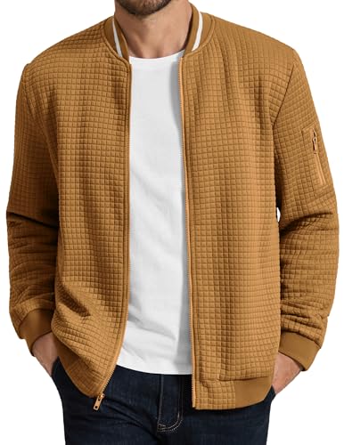 Blouson zippé homme en tricot gaufré décontracté
