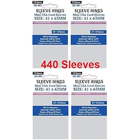 Sleeve Kings Mini USA Card Sleeves 41 X 63 mm (4x110 Pack, 440 Sleeves) Cover