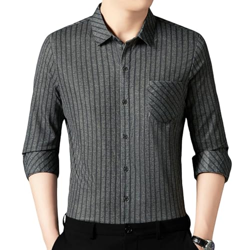 Chemise en coton rayée pour homme vêtement ajusté manches longues