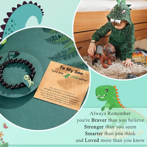 Image of Dinosaur Bracelet for Son /Grandson /Nephew /Brother on Valentines /Christmas /Birthday Graduation