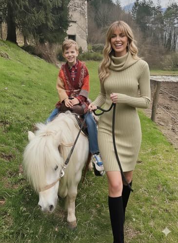 Image of v28 Sweater Dress for Women Ribbed Knit Fitted midi Sexy Fall Winter Bodycon Cowl Neck Dresses