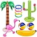 GLAITC Giocattoli Gonfiabili per Feste, Palme Gonfiabili Giocattoli Flamingo Gonfiabile Banana Cactus Beach Balls con Gonfiatore Decorazioni per Feste alle Hawaii Luau Beach Pool Feste