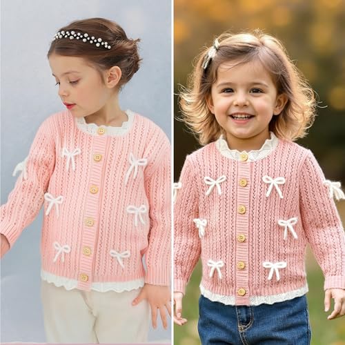Image of Curipeer Toddler Girl Sweater Cardigans, Long Sleeve Coat, 18M-9Y | Soft Warm Fabric, Spring and Fall Casual Wear, Little and Baby Girl