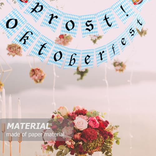MAGICLULU 2 Sätze Oktoberfest biergartengarnitur Kostümbanner Generische Austernschälklammer verstellbare Austern Auster und Block Pole Party-Couplet-Ornament deutsches bierfestbanner Papier