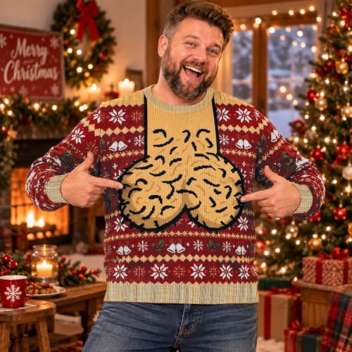 Ugly Christmas Sweater Men Funny Inappropriate Humor Long Sleeve Sweaters - image 3