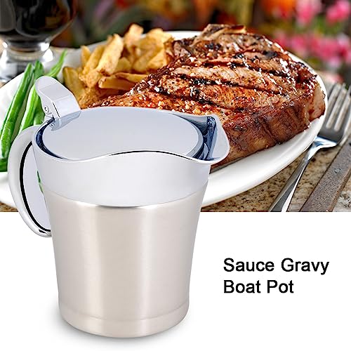 Saucière en acier inoxydable couvercle double paroi isolation thermique 450ml - 6