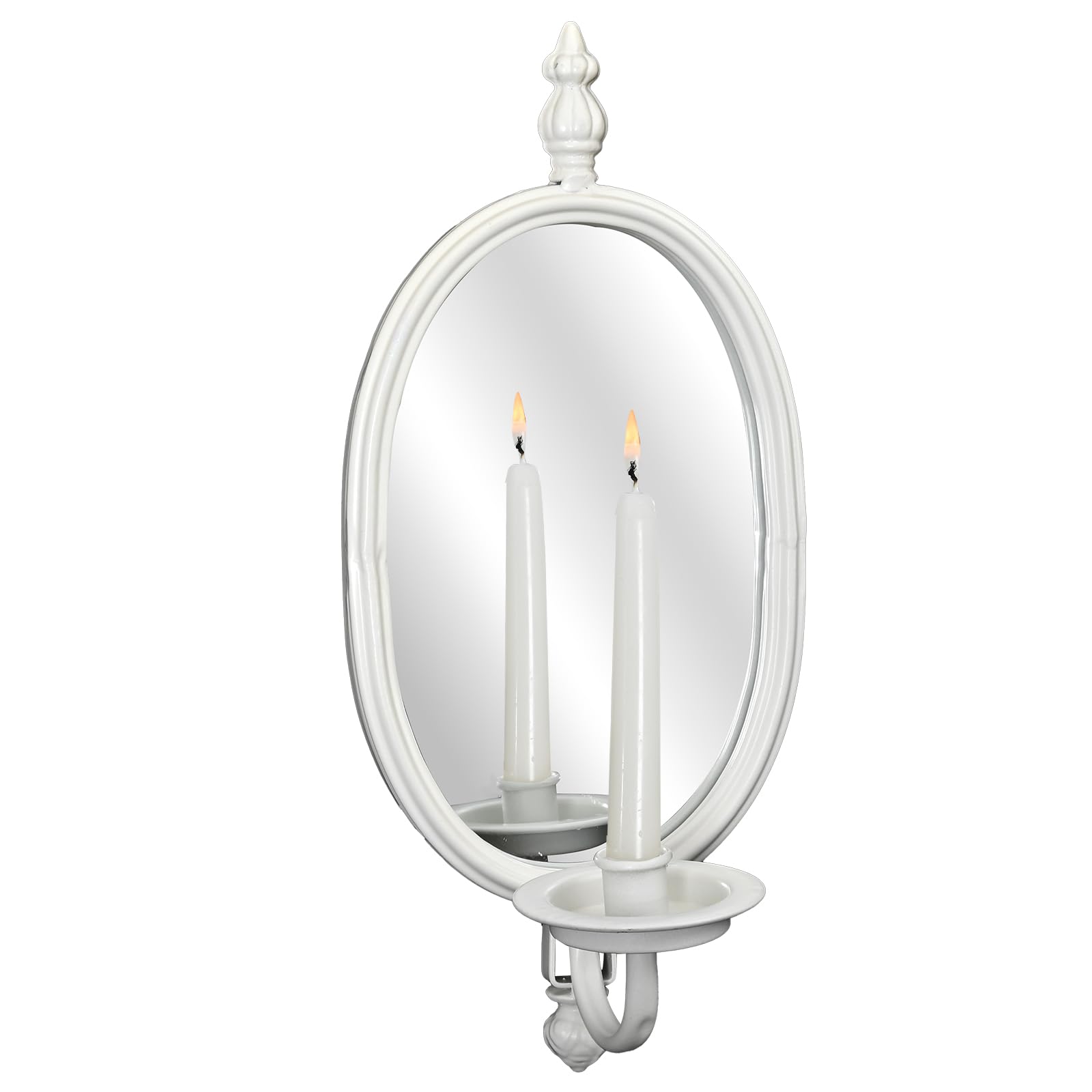 SWALLOWLIVING Distressed Candle Holder Sconces, White