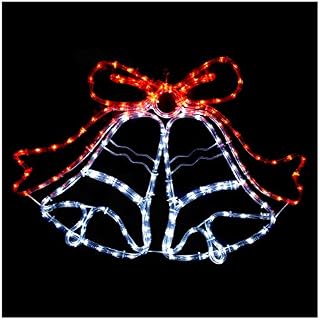 Mr Crimbo Swinging White & Red LED Christmas Bell Rope Light Indoor/Outdoor Decoration