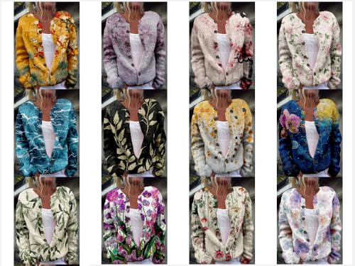 MARSVOVO Women Floral Sweaters Button Down Cropped Cardigans Long Sleeve Lightweight Loose Fit Sweater Top Fall Winter4