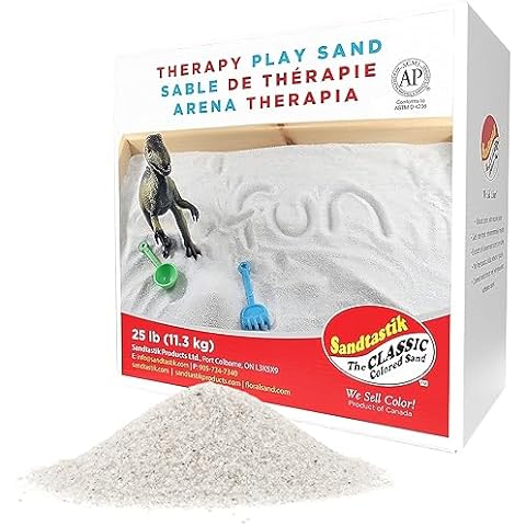 Sandtastik Therapy Play Sand - White, 25 lb (11.3 kg) Box - Fill Sensory Tables, Sand Trays & Water Tables! Formulated for Therapy Professionals & Teachers Cover