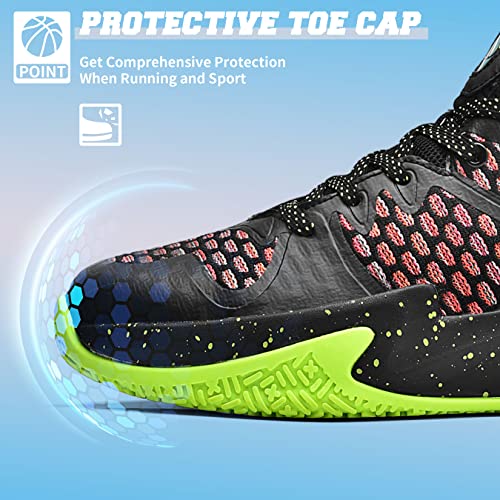 ASHION Boys Girls Shoes Sneakers Kids Shoes Boy's Basketball Shoes for Kids Basketball Shoes Tennis Shoes Non-Slip Sneakers(7,B-red)3