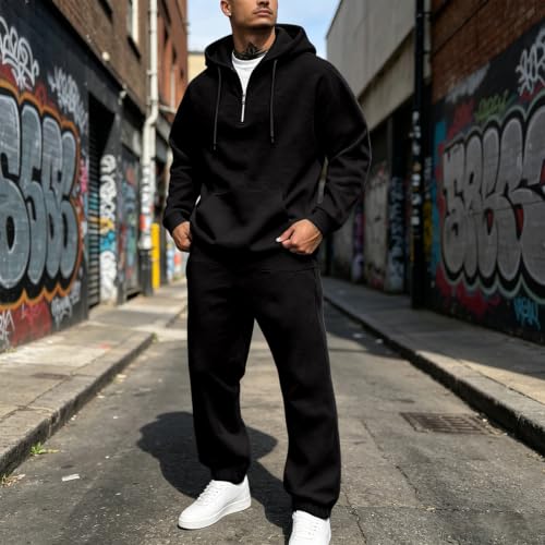 Mens Sweatsuits 2 Piece Outfit Oversized Ligh Weight Sport Jogging Sets - image 4