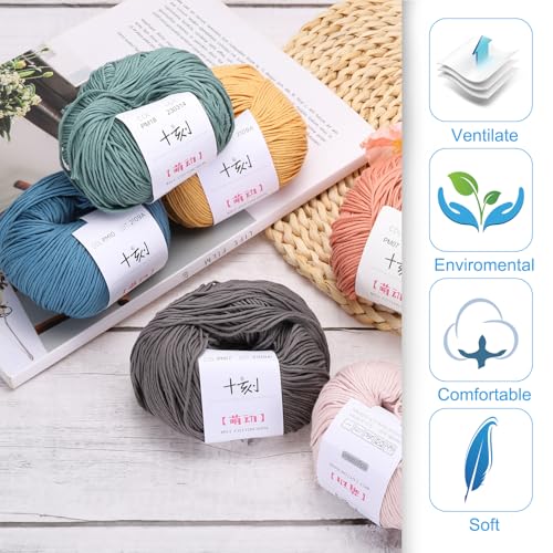 Hilo de algodón 100% suave para tejer pack de 2 madejas de 50g para ganchillo 4