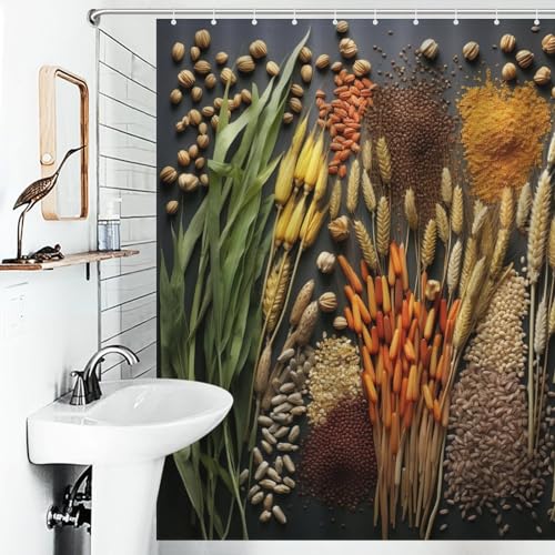 Rideau de douche en polyester 168x183cm imperméable et lavable avec 12 crochets