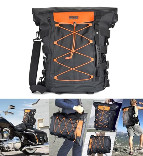 Bolsa para Sissy Bar Expandible Goldfire para Motocicleta, Resistente al Clima, Capacidad de 40L-65L, Color Negro miniatura 3
