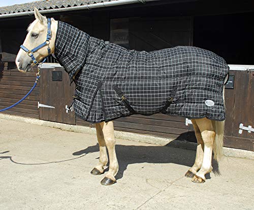 Rhinegold Horse Quilted Stable Rug - Heavy Winter Weight 350gsm Fill, 600 Denier, Black, 7'0''