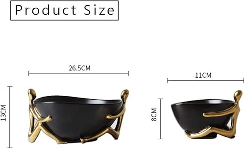 Miniatura 6 de KHUY Bandeja para llaves para mesa de entrada, moderna figura dorada, cuenco de cerámica, recibidor, decoración de almacenamiento de llaves, cuenco