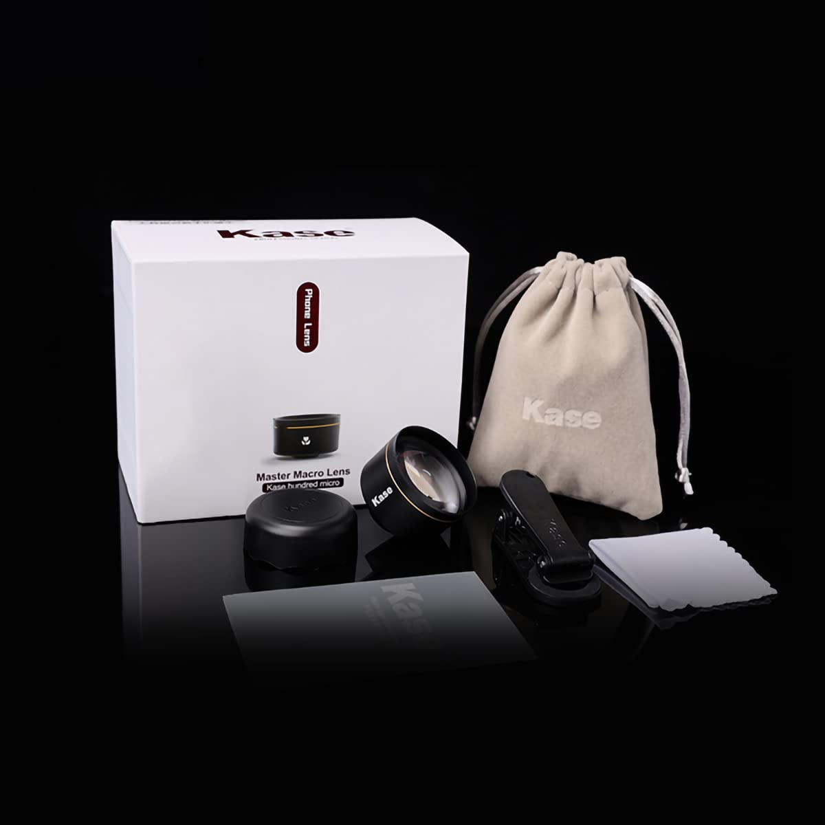 Kase Smartphone Master Makro-Objektiv mit Handy-Clip für iPhone 16, 15, 14, 13, 12, 11, 8, 7, XR X, XS, 6/Samsung/Android, 17 mm Gewindehalterung, Handy-Makro-Objektiv-Aufsatz, Metallgehäuse
