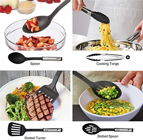 Miniatura 2 de Juego de utensilios de cocina clásicos de 40 piezas, utensilios de cocina de nailon y acero inoxidable, juego de espátulas antiadherentes, juego de