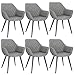 WOLTU BH251gr-6 Sedie Cucina Moderne Poltrona per Camera da Letto Soggiorno in Ecopelle Grigio Gambe di Metallo 6 Pezzi