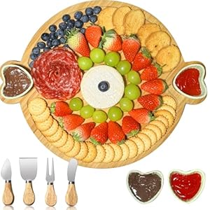 Charcuterie Boards Gift Set,Cute Bamboo Cheese Board, Round Charcuterie Board, House Warming Gifts New Home, Wedding & Bridal Shower Gift, Birthday Gift for Women,Mothers Day Gifts for Mom Charcuterie Boards Gift SetCute Bamboo Cheese Board Round Charcuterie Board House Warming Gifts New Home Wedding Bridal Shower Gift Birthday Gift for WomenMothers Day Gifts for Mom